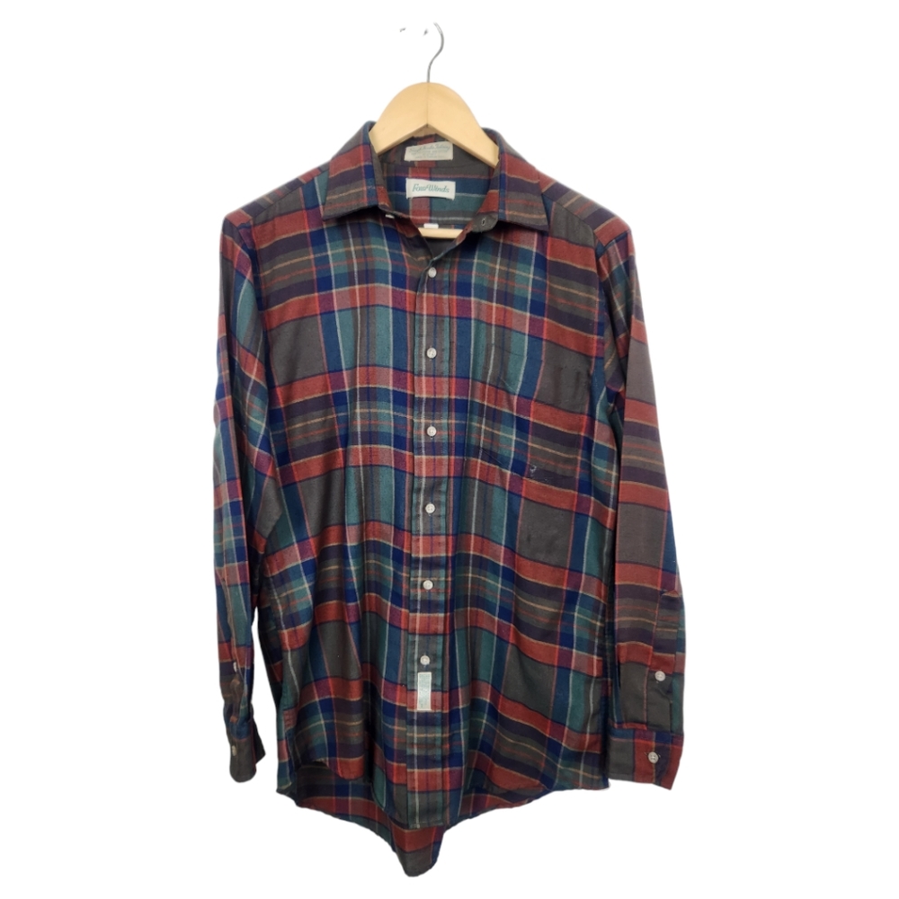 Vintage Four Winds Single Needle Tailoring Plaid Button-front Shirt